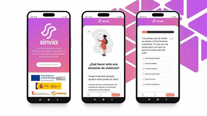 Imágenes de secciones de la APP Sinvia.