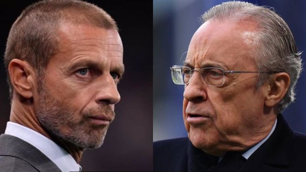 El presidente de la UEFA, Aleksander Ceferin, y el del Real Madrid, Florentino Pérez.