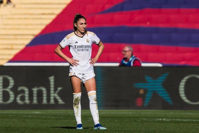 Archivo - Olga Carmona of Real Madrid Femenino gestures during the Spanish league, Liga F, football match played between Fc Barcelona and Real Madrid at Estadi Olimpic on November 19, 2023 in Barcelona, Spain.