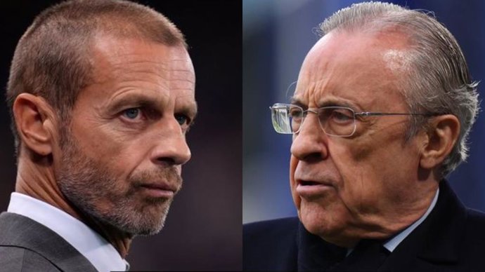 El presidente de la UEFA, Aleksander Ceferin, y el del Real Madrid, Florentino Pérez.