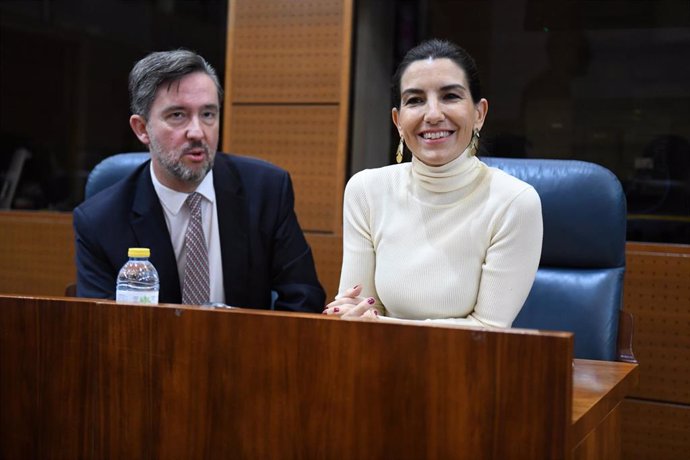 La portavoz de Vox en la Asamblea de Madrid, Rocío Monasterio, durante una sesión plenaria, en la Asamblea de Madrid, a 21 de diciembre de 2023