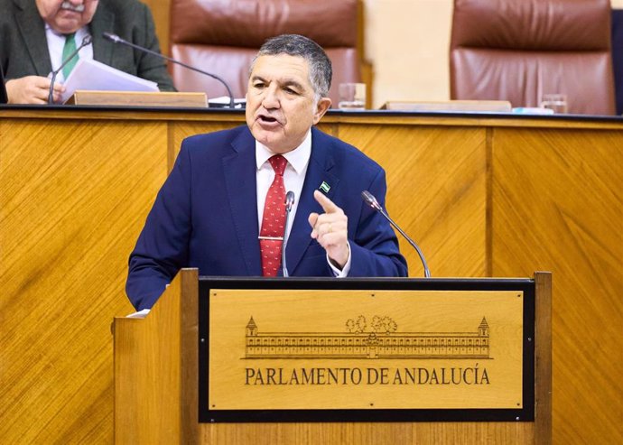 El parlamentario del PSOE-A Gaspar Llanes, en el Pleno del Parlamento andaluz durante el debate final del proyecto de Ley del Presupuesto de 2024.