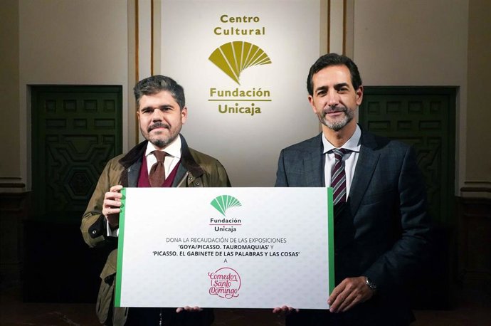 Fundación Unicaja entrega la recaudación de sus exposiciones de Goya y Picasso al Comedor Santo Domingo de Málaga.
