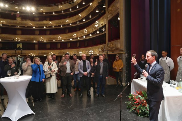 El presidente del Consell de Mallorca, Llorenç Galmés, en la copa de Navidad de la institución insular.