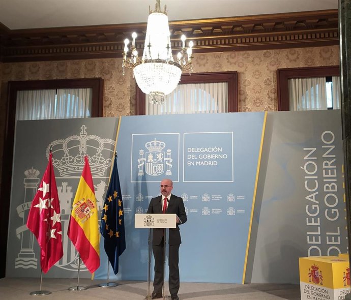 El delegado del Gobierno en Madrid, Francisco Martín, en la rueda de prensa.