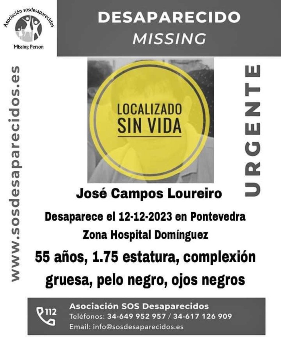 Desactivada la alerta por la desaparición de José Campos Loureiro, vecino de Cuntis (Pontevedra).