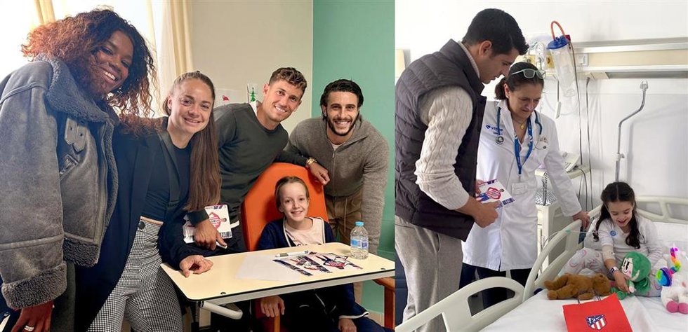 Jugadores del Atlético de Madrid en los hospitales Vithas.