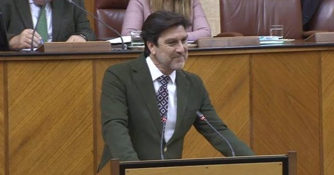 El parlamentario andaluz por el PSOE de Huelva Enrique Gaviño, en sede parlamentaria.
