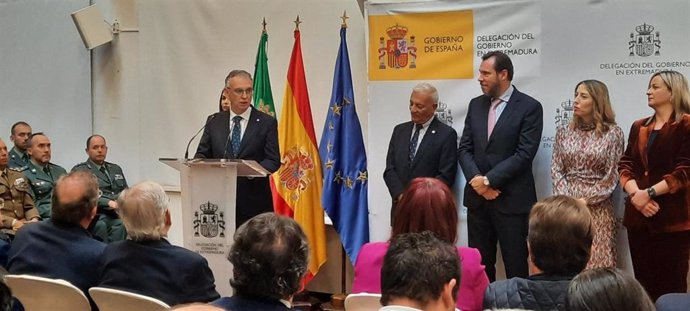 El nuevo delegado del Gobierno en Extremadura, José Luis Quintana, tras su toma de posesión