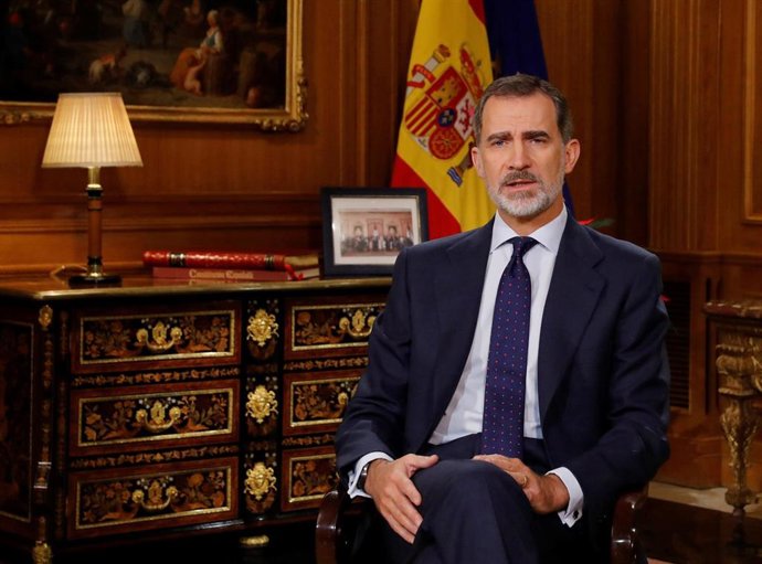 Archivo - Imagen del tradicional mensaje de Navidad del rey Felipe VI