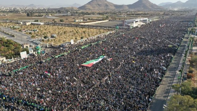 Protesta en Saná (Yemen) contra la coalición internacional para el mar Rojo