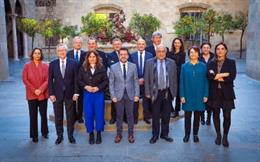 Acto de constitución del Coricat este viernes, con el presidente Pere Aragonès y los consellers Laura Vilagrà y Joaquim Nadal