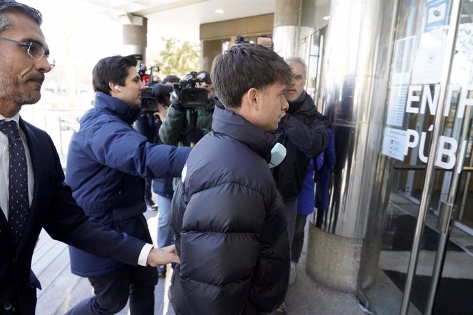 Canterano del Real Madrid llegando al juzgado para declarar como investigado por difundir el vídeo sexual de una menor, a 22 de diciembre de 2023, en Madrid (España).