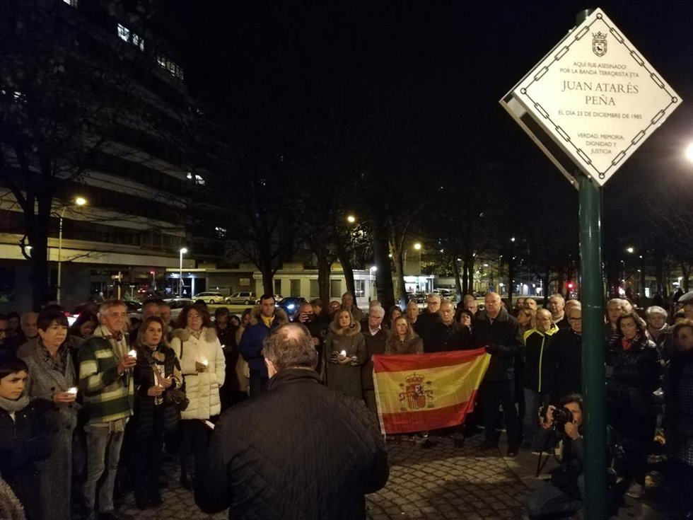 Homenaje en Pamplona a Juan Atarés, el 23 de diciembre de 2023, con motivo del 38 aniversario de su asesinato a manos de ETA.