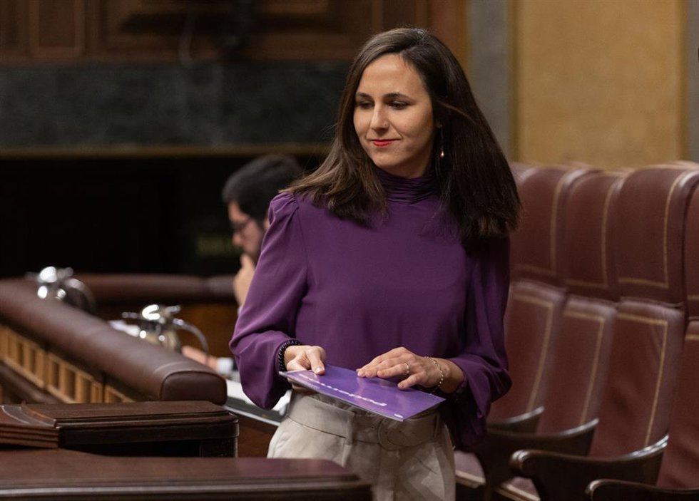 La secretaria general de Podemos, Ione Belarra, 