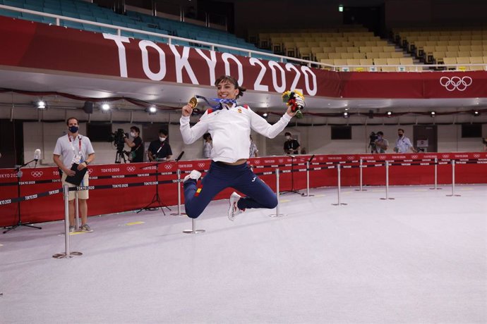 Archivo - SANCHEZ JAIME Sandra (ESP) Gold Medal during the Olympic Games Tokyo 2020, Karate Women's Kata Final Bout on August 5, 2021 at Nippon Budokan in Tokyo, Japan - Photo Photo Kishimoto / DPPI