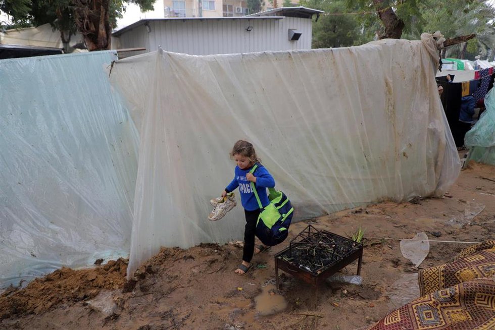 Desplazados palestinos emn Jan Yunis, Franja de Gaza
