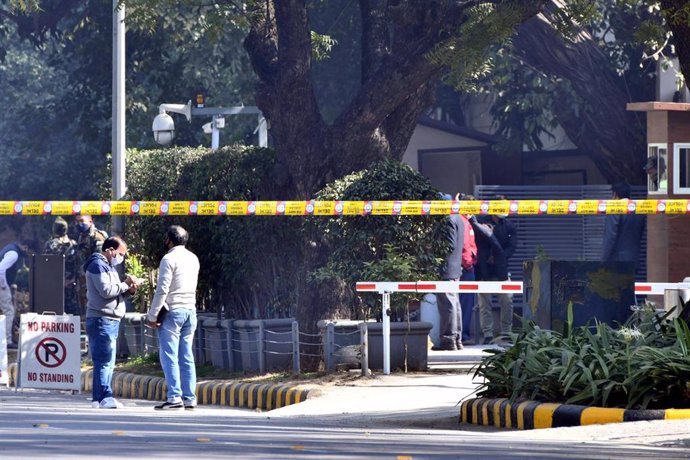 Archivo - Investigación tras una explosión registrada en enero de 2021 cerca de la Embajada de Israel en la capital de India, Nueva Delhi (archivo)