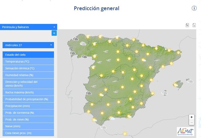 Predicción meteorológica para este miércoles 27 de diciembre de 2023.