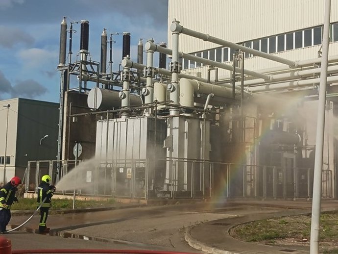 Simulacro de incendio en la Central Térmica de Alcúdia.