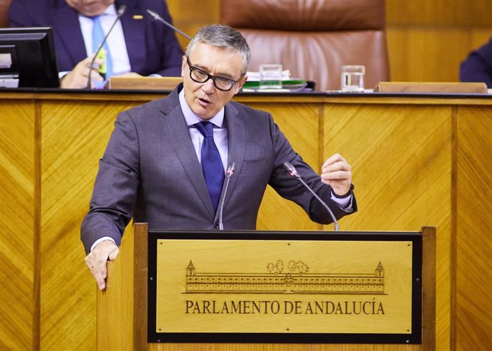 El portavoz de Vox en el Parlamento de Andalucía, Manuel Gavira, en una imagen de archivo en el Pleno.