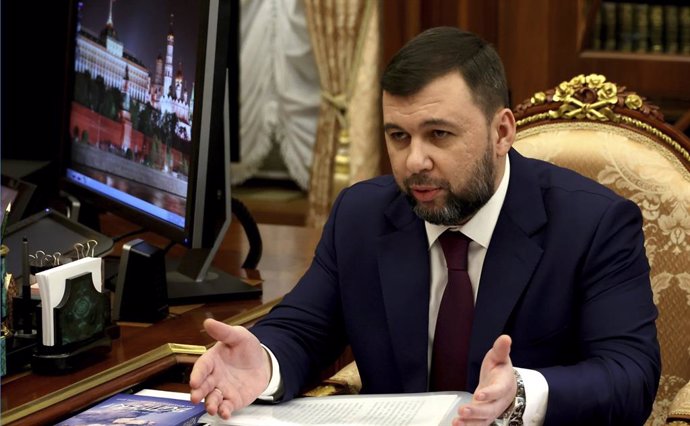 Archivo - December 20, 2022, Moscow, Moscow Oblast, Russia: Donetsk People's Republic acting head Denis Pushilin, during a face-to-face meeting with Russian President Vladimir Putin at the Kremlin, December 12, 2022 in Moscow, Russia.