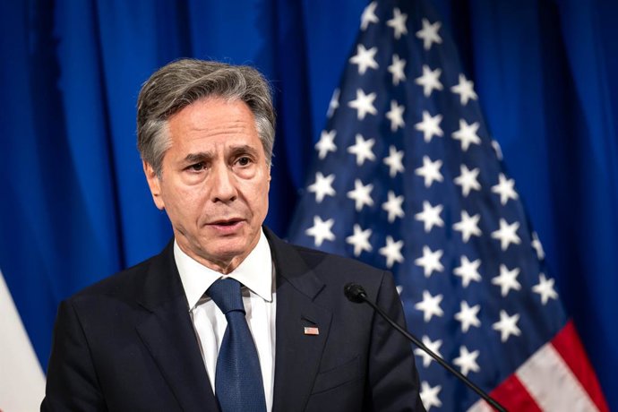 Archivo - FILED - 08 November 2023, Japan, Tokyo: US Secretary of State Antony Blinken gives a press conference after the final declaration of the G7 foreign ministers. Photo: Sina Schuldt/dpa
