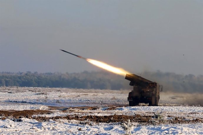 December 1, 2023 - Torun, Poland - A HIMARS belonging to the 3rd Battalion, Field Artillery Regiment, XVIII Airborne Corps, demonstrates its lethal capabilities during the with US-Polish MARS 23 LFX in Toru, Poland on December 1, 2023. The exercise incl