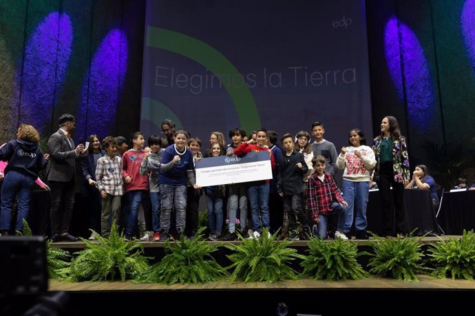 Archivo - Final Del Concurso "Elegimos La Tierra" Organizado Por EDP En El Teatro EDP Gran Via De Madrid Y En El Que Participaron Varios Colegios De La Capital Resultando Vencedor  El Colegio Ponce Leon.