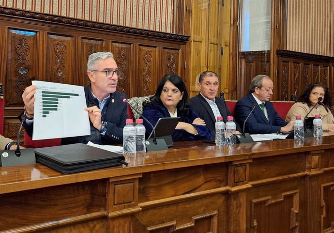 Luis Mariano Camacho (i), junto a otros representantes del PP en la Diputación de Jaén.