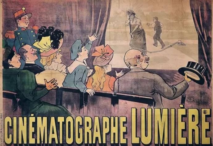 El primer cartel de cine de la historia, el de la película El regador regado de los hermanos Lumire (1895)
