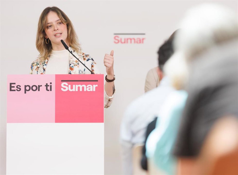 Archivo - La escritora Elizabeth Duval interviene durante el acto de presentación del programa electoral de Sumar para las elecciones generales del próximo 23 de julio, en el Espacio Larra, a 6 de julio de 2023, en Madrid (España).