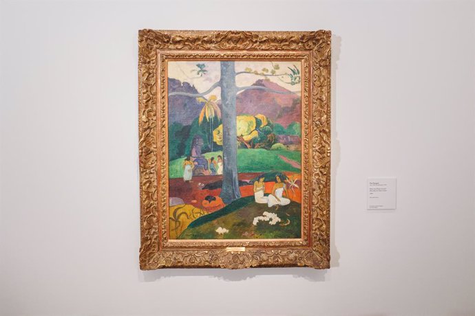 Archivo - La obra 'Mata Mua' de Paul Gauguin, durante la firma del contrato de alquiler de la Colección Carmen Thyssen-Bornemisza, en el Museo Nacional Thyssen- Bornemisza, a 9 de febrero de 2022, en Madrid (España). El acuerdo contempla que la colección 