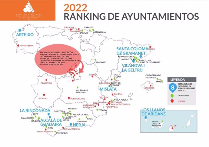 La Asociación de Directoras y Gerentes de Servicios Sociales publica un informe sobre la inversión que los 404 Ayuntamientos de más de 20.000 habitantes dedican a Servicios Sociales y Promoción Social