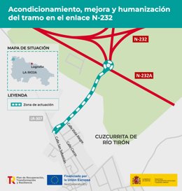 Transportes adjudica por 349.000 euros las obras de humanización de la conexión de la N-232 con Cuzcurrita del Río Tirón