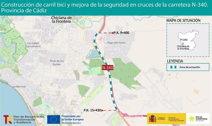 Actuación en la N-340 en Chiclana.