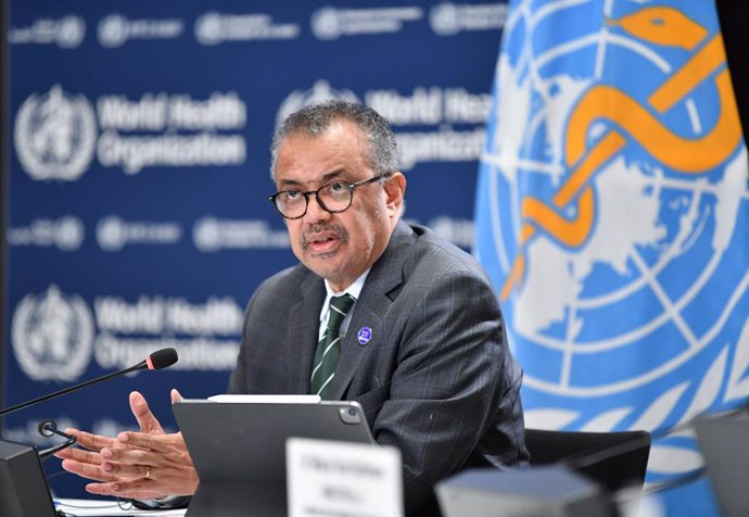 GENEVA, Dec. 17, 2023  -- Tedros Adhanom Ghebreyesus, director-general of the World Health Organization (WHO), attends a press briefing at the World Health Organization headquarters in Geneva, Switzerland, Dec. 15, 2023. Tedros reiterated his call on Frid