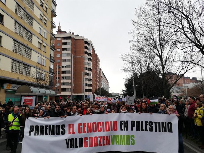 Manifestación en Pamplona en apoyo al pueblo palestino.