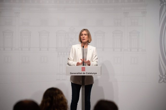 Archivo - La líder dels Comuns al Parlament, Jéssica Albiach, durant una roda de premsa