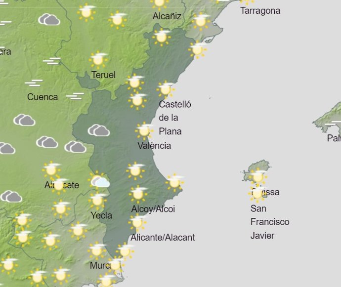 Predicción meteorológica para este domingo, 31 de diciembre