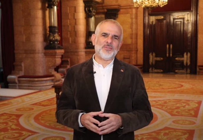 El presidente de Cs en el Parlament, Carlos Carrizosa, en su mensaje de fin de año.