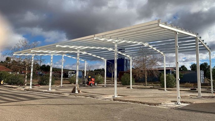 Obras en el parque de bomberos de La Almunia de Doña Godina (Zaragoza).