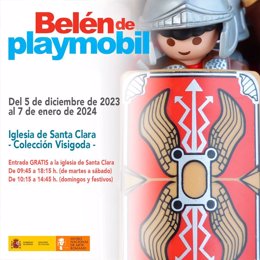 Cartel del Belén de Playmobil en Mérida