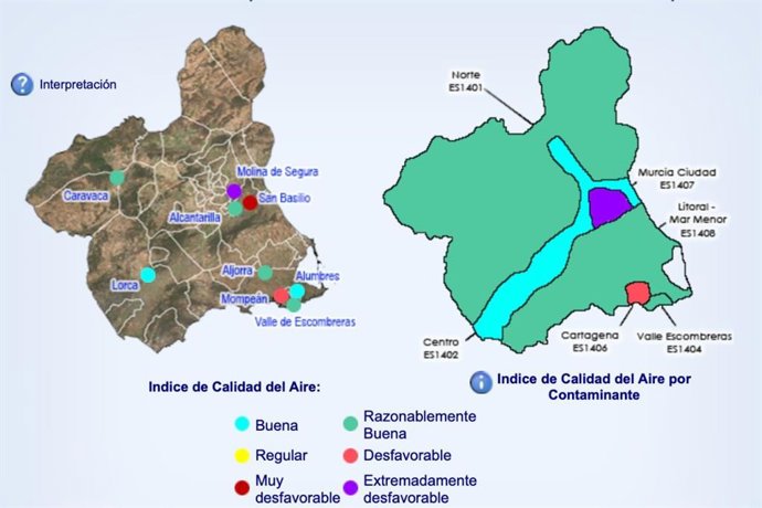 Calidad del aire a las 11.00 horas del día 1 de enero