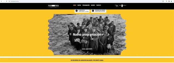 Imagen del apartado de la nueva programación de la página web de la Filmoteca regional