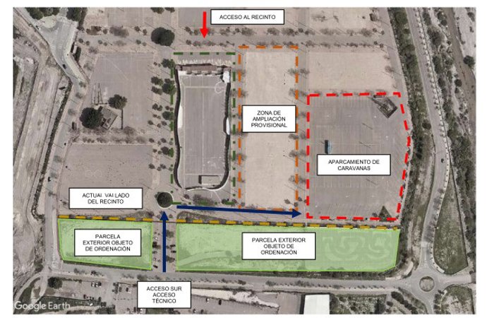 Planos de reordenación de aparcamientos al sur del Recinto Ferial de Almería.