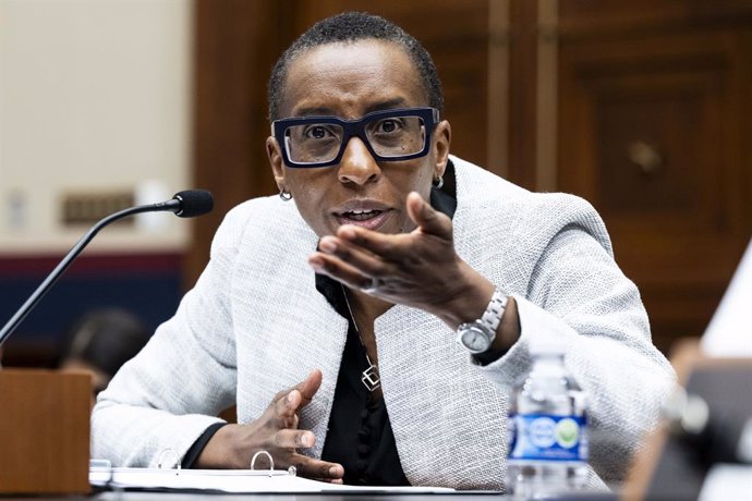 December 5, 2023, Washington, District of Columbia, USA: CLAUDINE GAY, President, Harvard University, speaking at a House Committee on Education and the Workforce hearing on campus antisemitism at the U.S. Capitol.