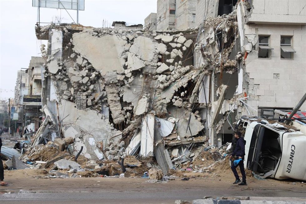Edificio destruido en la Franja de Gaza