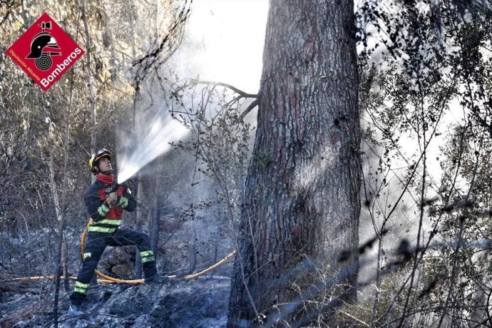 Archivo - Un bombero en un incendio forestal, en una imagen de archivo