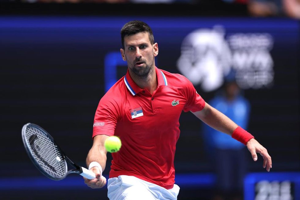 Novak Djokovic durante un encuentro de la United Cup.